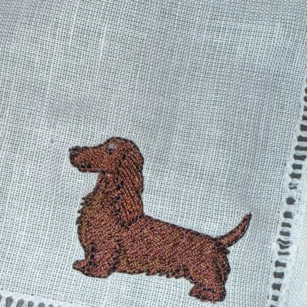 Embroidered Dark Brown Dachshund Dog Cocktail Napkins